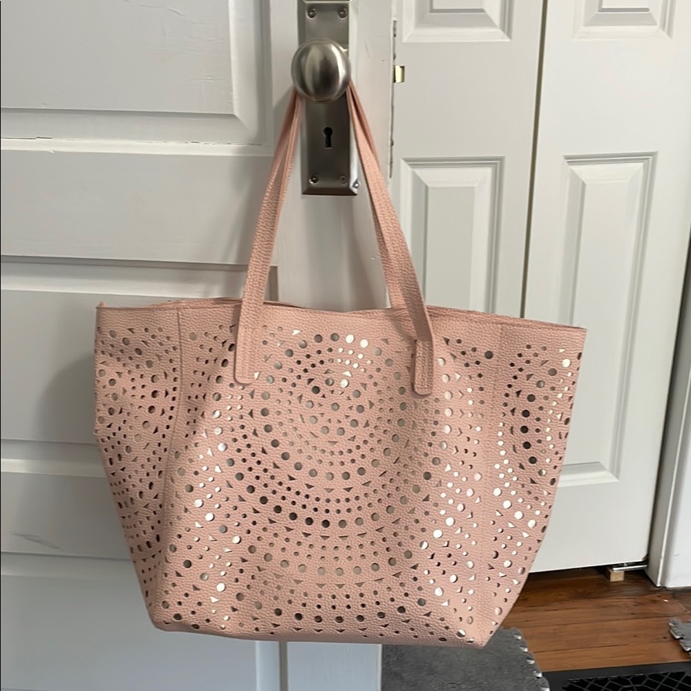 Pink Laser-Cut Tote Bag